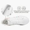 imageTUOPIN Womens High Top Canvas Sneakers  White and Black Fashion Embroidery Casual Walking Shoes for Women Comfortable Breathable LaceUp Tennis ShoesWhite