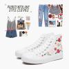 imageTUOPIN Womens High Top Canvas Sneakers  White and Black Fashion Embroidery Casual Walking Shoes for Women Comfortable Breathable LaceUp Tennis ShoesWhite