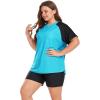 imageTUOPIN Womens Plus Size 2 Piece Swimsuits Short Sleeve Rash Guard UPF 50 with Boyshort Bottoms Swim Shirt ampamp Swim Shorts Set