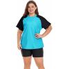 imageTUOPIN Womens Plus Size 2 Piece Swimsuits Short Sleeve Rash Guard UPF 50 with Boyshort Bottoms Swim Shirt ampamp Swim Shorts Set
