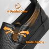 imageTUOPIN Womens Synthetic Leather Slip On ShoesPadded Collar Slip on Sneakers for WomenCasual Loafers Walking ShoesFull Black