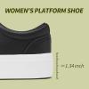 imageTUOPIN Womens Tennis Shoes White PU Leather Platform Sneakers Comfortable LaceUp Walking Shoes Fashion Chunky Athletic Sneakers for WomenBlack