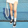 imageTUOPIN Womens Tennis Shoes White PU Leather Platform Sneakers Comfortable LaceUp Walking Shoes Fashion Chunky Athletic Sneakers for WomenBlack