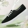 imageTUOPIN Womens White Canvas Sneakers Low Top Laceup Canvas Shoes Lightweight Casual Tennis ShoesBlack