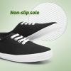 imageTUOPIN Womens White Canvas Sneakers Low Top Laceup Canvas Shoes Lightweight Casual Tennis ShoesBlack