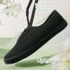 imageTUOPIN Womens White Canvas Sneakers Low Top Laceup Canvas Shoes Lightweight Casual Tennis ShoesFull Black