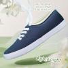 imageTUOPIN Womens White Canvas Sneakers Low Top Laceup Canvas Shoes Lightweight Casual Tennis ShoesNavy