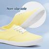 imageTUOPIN Womens White Canvas Sneakers Low Top Laceup Canvas Shoes Lightweight Casual Tennis ShoesYellow