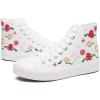 imageTUOPIN Womens High Top Canvas Sneakers  White and Black Fashion Embroidery Casual Walking Shoes for Women Comfortable Breathable LaceUp Tennis ShoesWhite