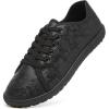 imageTUOPIN Womens Low Top Tennis Shoes Black Synthetic Leather ShoesClassic LaceUp Denim Canvas Sneakers for Casual WalkingBlack