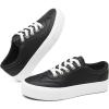 imageTUOPIN Womens Tennis Shoes White PU Leather Platform Sneakers Comfortable LaceUp Walking Shoes Fashion Chunky Athletic Sneakers for WomenBlack