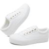 imageTUOPIN Womens Tennis Shoes White PU Leather Platform Sneakers Comfortable LaceUp Walking Shoes Fashion Chunky Athletic Sneakers for WomenWhite