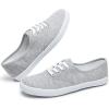imageTUOPIN Womens White Canvas Sneakers Low Top Laceup Canvas Shoes Lightweight Casual Tennis ShoesGrey