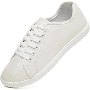 imageTUOPIN Womens Low Top Tennis Shoes Black Synthetic Leather ShoesClassic LaceUp Denim Canvas Sneakers for Casual WalkingWhite