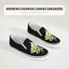 imageWomens Slip on Shoes Canvas Sneakers Loafers Non Slip Shoes Low Top Casual ShoesBlack Embroidery Flower