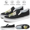 imageWomens Slip on Shoes Canvas Sneakers Loafers Non Slip Shoes Low Top Casual ShoesBlack Embroidery Flower