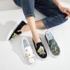 imageWomens Slip on Shoes Canvas Sneakers Loafers Non Slip Shoes Low Top Casual ShoesBlack Embroidery Flower