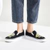 imageWomens Slip on Shoes Canvas Sneakers Loafers Non Slip Shoes Low Top Casual ShoesBlack Embroidery Flower