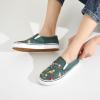 imageWomens Slip on Shoes Canvas Sneakers Loafers Non Slip Shoes Low Top Casual ShoesDark Green Embroidery