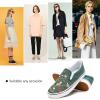 imageWomens Slip on Shoes Canvas Sneakers Loafers Non Slip Shoes Low Top Casual ShoesDark Green Embroidery