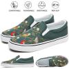 imageWomens Slip on Shoes Canvas Sneakers Loafers Non Slip Shoes Low Top Casual ShoesDark Green Embroidery