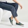 imageWomens Slip on Shoes Canvas Sneakers Loafers Non Slip Shoes Low Top Casual ShoesDark Green Embroidery