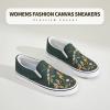 imageWomens Slip on Shoes Canvas Sneakers Loafers Non Slip Shoes Low Top Casual ShoesDark Green Embroidery
