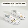 imageWomens Slip on Shoes Canvas Sneakers Loafers Non Slip Shoes Low Top Casual ShoesWhite Embroidery