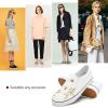 imageWomens Slip on Shoes Canvas Sneakers Loafers Non Slip Shoes Low Top Casual ShoesWhite Embroidery