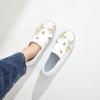 imageWomens Slip on Shoes Canvas Sneakers Loafers Non Slip Shoes Low Top Casual ShoesWhite Embroidery