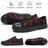 imagehash bubbie White Sneakers for Women Low Top Canvas Shoes Womens Canvas Sneakers Womens Fashion Sneakers Slip on Casual Tennis ShoesFull Black Embroidery