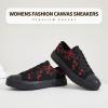 imagehash bubbie White Sneakers for Women Low Top Canvas Shoes Womens Canvas Sneakers Womens Fashion Sneakers Slip on Casual Tennis ShoesFull Black Embroidery