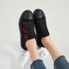 imagehash bubbie White Sneakers for Women Low Top Canvas Shoes Womens Canvas Sneakers Womens Fashion Sneakers Slip on Casual Tennis ShoesFull Black Embroidery