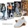 imagehash bubbie Womens Slip on Shoes Canvas Shoes Non Slip Fashion Sneakers for Women Low Top LoafersBaby Blue
