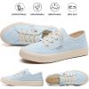 imagehash bubbie Womens Slip on Shoes Canvas Shoes Non Slip Fashion Sneakers for Women Low Top LoafersBaby Blue