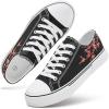 imagehash bubbie White Sneakers for Women Low Top Canvas Shoes Womens Canvas Sneakers Womens Fashion Sneakers Slip on Casual Tennis ShoesBlack Embroidery Flower