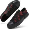 imagehash bubbie White Sneakers for Women Low Top Canvas Shoes Womens Canvas Sneakers Womens Fashion Sneakers Slip on Casual Tennis ShoesFull Black Embroidery