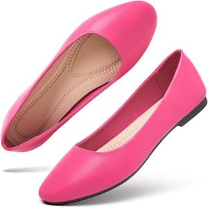 imageHash Bubbie Womens Flats Shoes Ballet Flats Dress Shoes Comfortable PU Leather Slip on Shoes for WomenRose Red