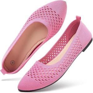 imagehash bubbie Womens Flats Shoes Women Comfortable Dress Shoes Black Pointed Toe Flats Ballet Mesh Knit Flat Dressy Slip on Business Casual Shoes for WomenPink
