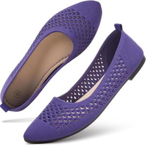 imagehash bubbie Womens Flats Shoes Women Comfortable Dress Shoes Black Pointed Toe Flats Ballet Mesh Knit Flat Dressy Slip on Business Casual Shoes for WomenDark Purple