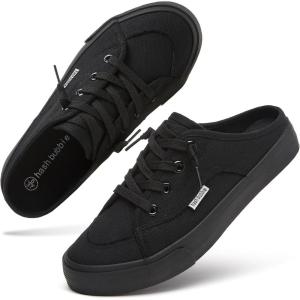imagehash bubbie Womens Mules Comfortable Slip on Sneakers Tennis Shoes Summer Backless Canvas Shoes Close Toed SandalsFull Black
