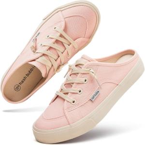 imagehash bubbie Womens Mules Comfortable Slip on Sneakers Tennis Shoes Summer Backless Canvas Shoes Close Toed SandalsPink