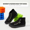 imagehash bubbie Womens High Top Sneakers Lace up Fashion Sneakers Suede High Tops Shoes Tennis ShoesFull Black