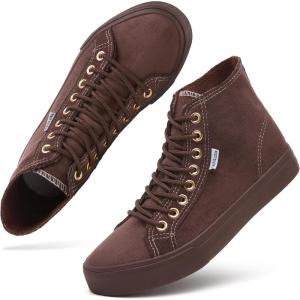 imagehash bubbie Womens High Top Sneakers Lace up Fashion Sneakers Suede High Tops Shoes Tennis ShoesTan