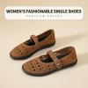 imagehash bubbie Womens Ballet Mary Jane Flats Wide Toe Box Memory Foam Comfortable Dress Shoes Cute Work Office ShoesBrown