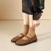 imagehash bubbie Womens Ballet Mary Jane Flats Wide Toe Box Memory Foam Comfortable Dress Shoes Cute Work Office ShoesBrown