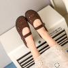 imagehash bubbie Womens Ballet Mary Jane Flats Wide Toe Box Memory Foam Comfortable Dress Shoes Cute Work Office ShoesTan