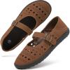 imagehash bubbie Womens Ballet Mary Jane Flats Wide Toe Box Memory Foam Comfortable Dress Shoes Cute Work Office ShoesBrown