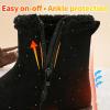 imageToupin Winter Ankle Black Boots for Women  SlipOn Mini Boots with Side Zipper Faux Fur Lining ampamp SplashResistantBlack