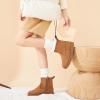 imageToupin Winter Ankle Black Boots for Women  SlipOn Mini Boots with Side Zipper Faux Fur Lining ampamp SplashResistantChestnut